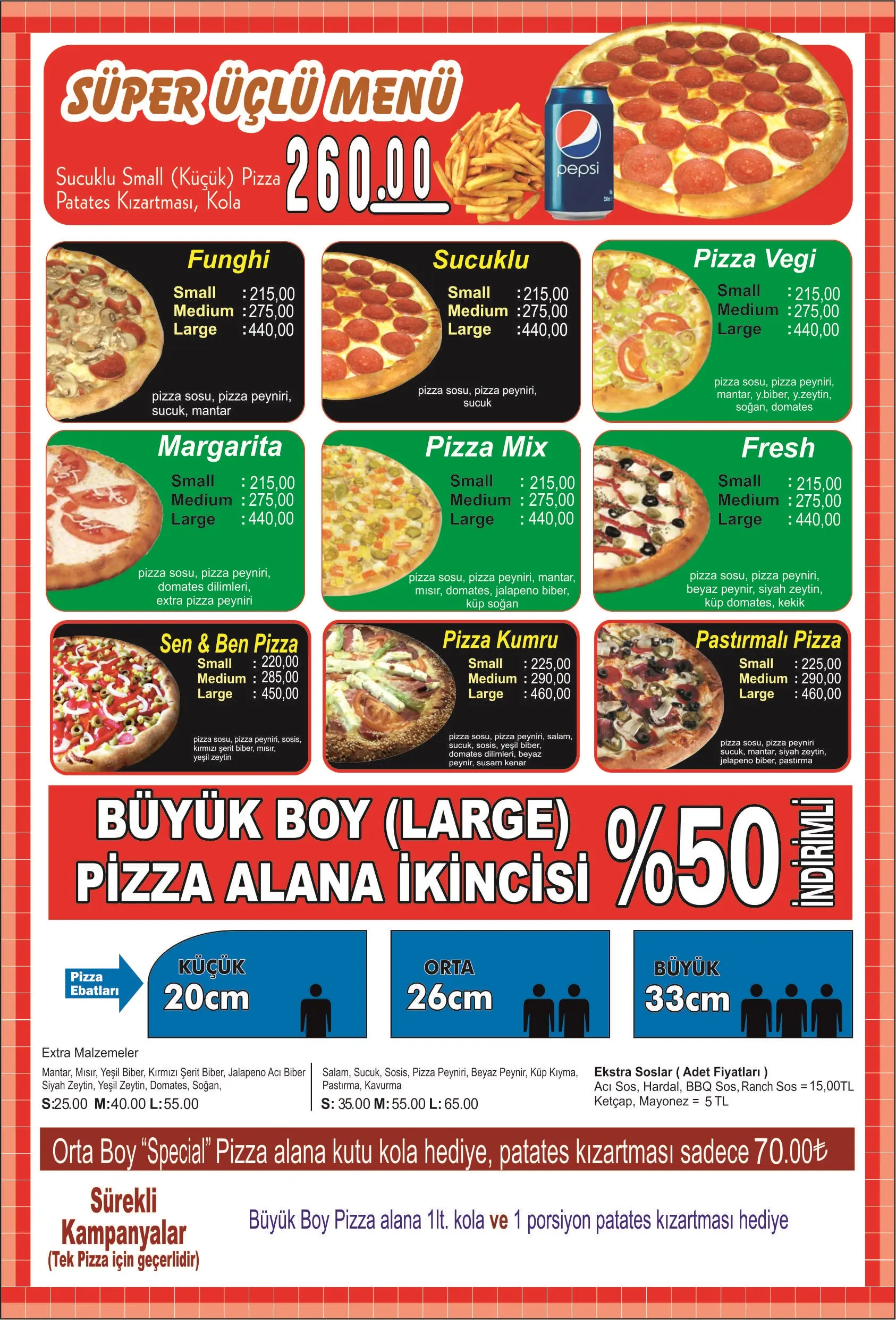 Fiyat Listesi Tatlı ve Salatalar - Pizza Value